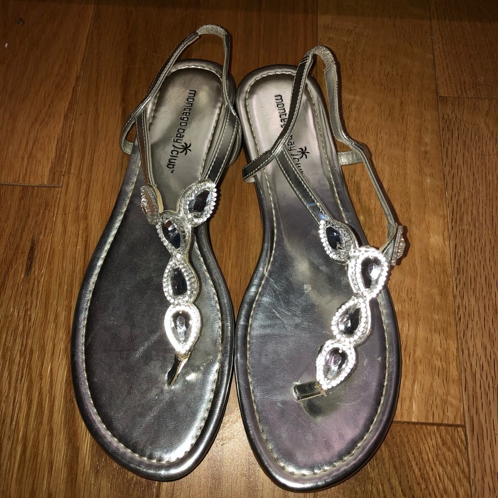 Silver metallic sandals